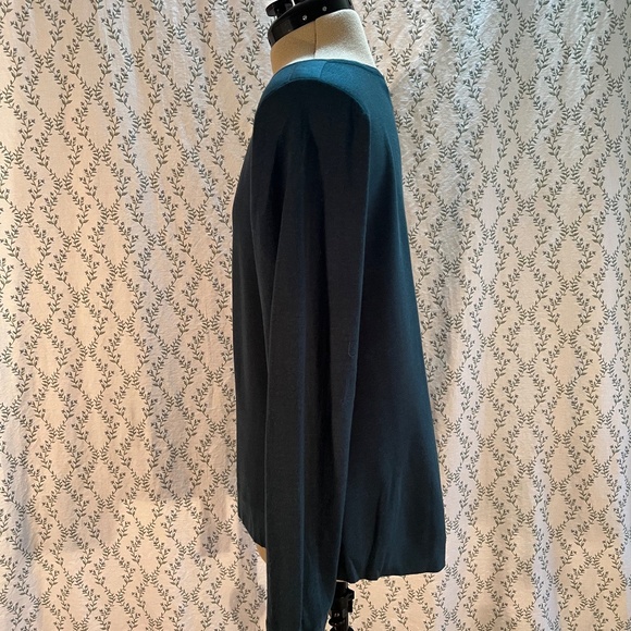 Doncaster Teal Green Silk Jersey Knit Long-Sleeve Shirt - Picture 6 of 9